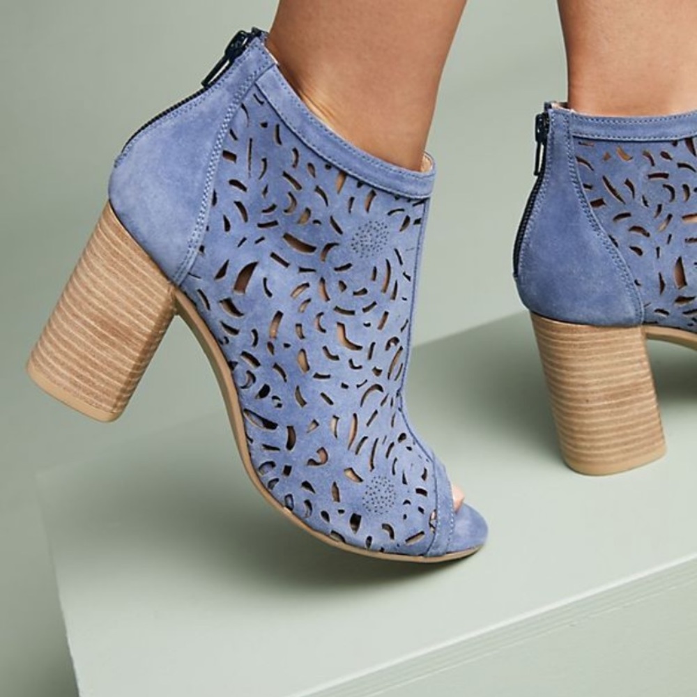 Denim Blue Open Toe Booties